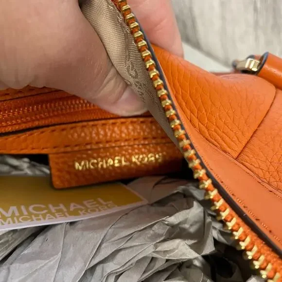 Michael Kors Burnt Orange Leather Bedford Legacy Duffel Satchel Medium $328 New - Picture 16 of 16